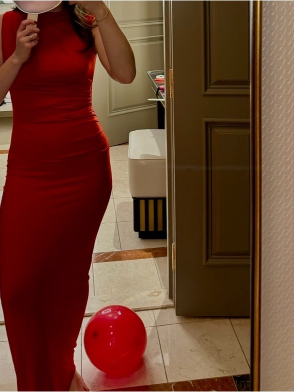 H&M Red Long Fitted Maxi Dress